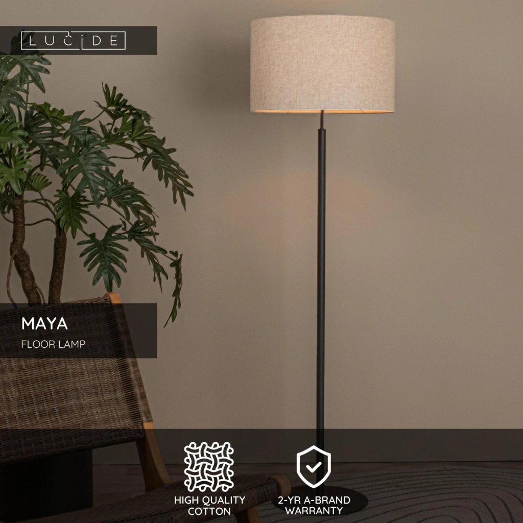 Lampada da terra MAYA japandi 1xE27 beige nero Lucide