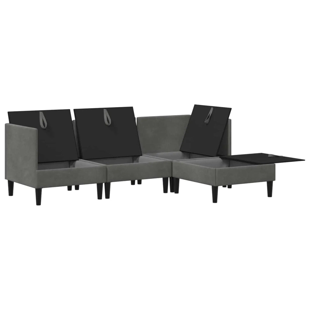 Set di mobili per il soggiorno 4 pcs Grigio Scuro Velluto 3413735