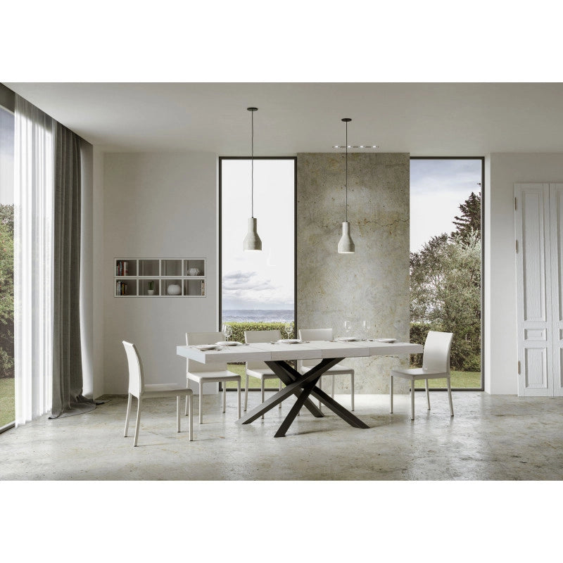 Tavolo allungabile 120/380x90 cm Volantis Premium telaio Antracite - Bianco Frassino