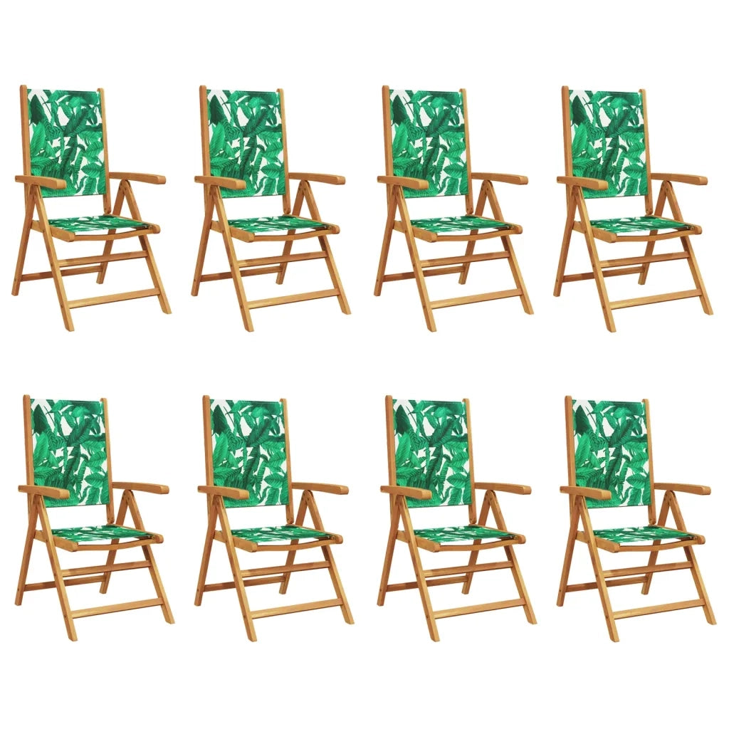 Sedie Giardino Reclinabili 8 pz VerdiTessuto e Legno Massello 3214552