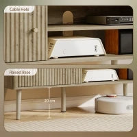 Mobile porta TV con anta scanalata, ripiano regolabile e foro per cavi, 115x35x49 cm, Rovere