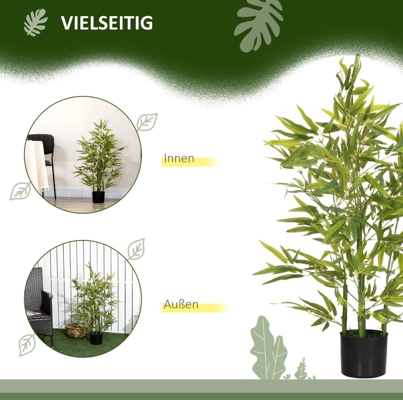 Bambù artificiale 90 cm in plastica con vaso, pianta decorativa realistica per interni