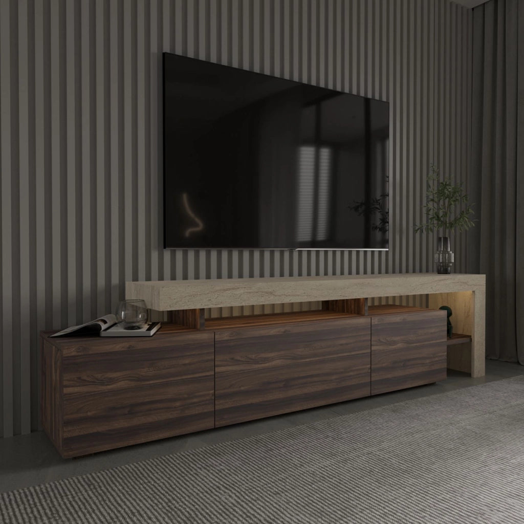 Porta TV in legno "Beliz" - 192 x 37 x 53 cm - Marrone