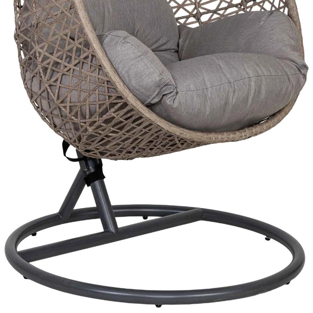 Poltrona sospesa alluminio con cuscino marrone D95x195 cm