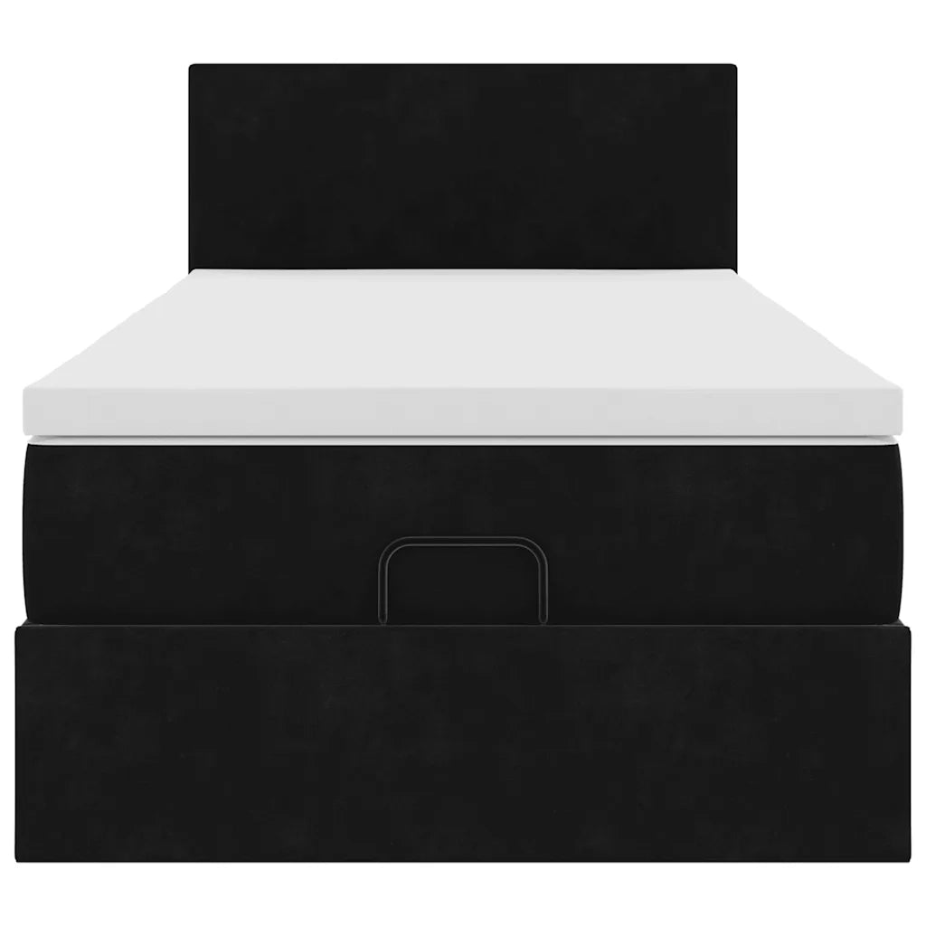 Struttura Letto Pouf con Materasso Nero 90x190 cm in Velluto 3311671