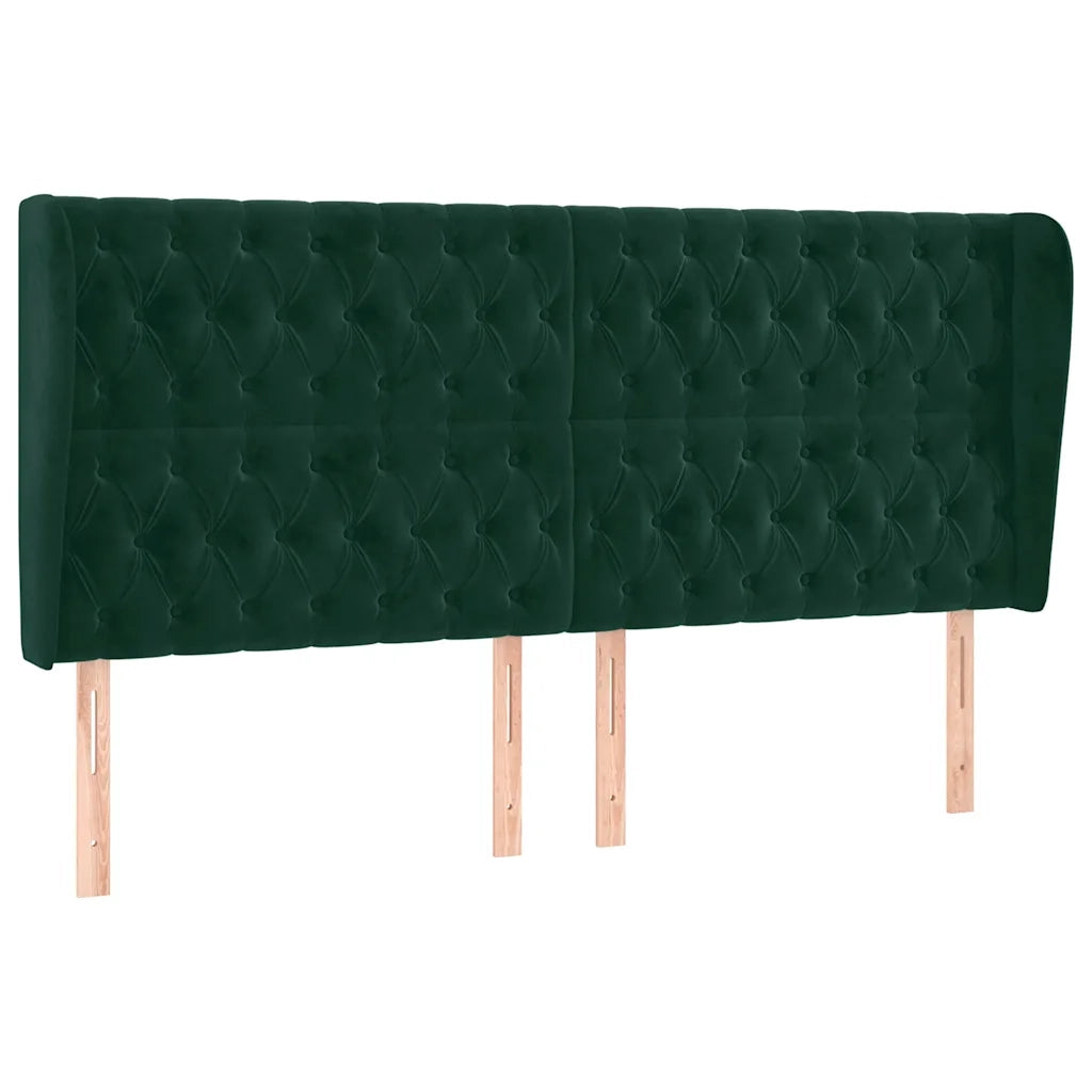 Testiera ad Orecchio Verde Scuro 183x23x118/128cm in Vellutocod mxl 121612