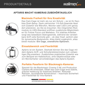 Aptaris Blackmagic Cinema Set Video Cage Rig System (incl. modulo asta 15mm) per BMC