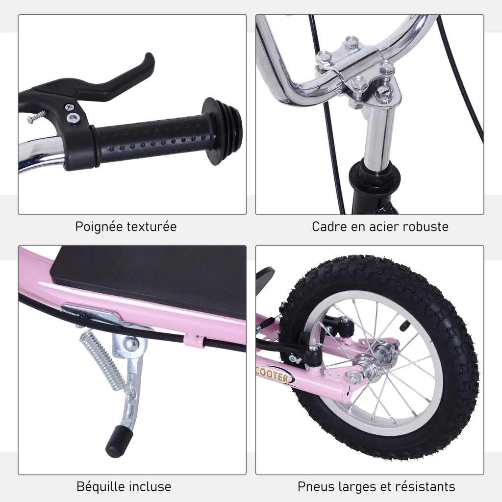 Monopattino per Bambini dai 5 Anni ¨C Xylo ¨C Ruote Grandi Manubrio Regolabile Freni Cavalletto Rosa
