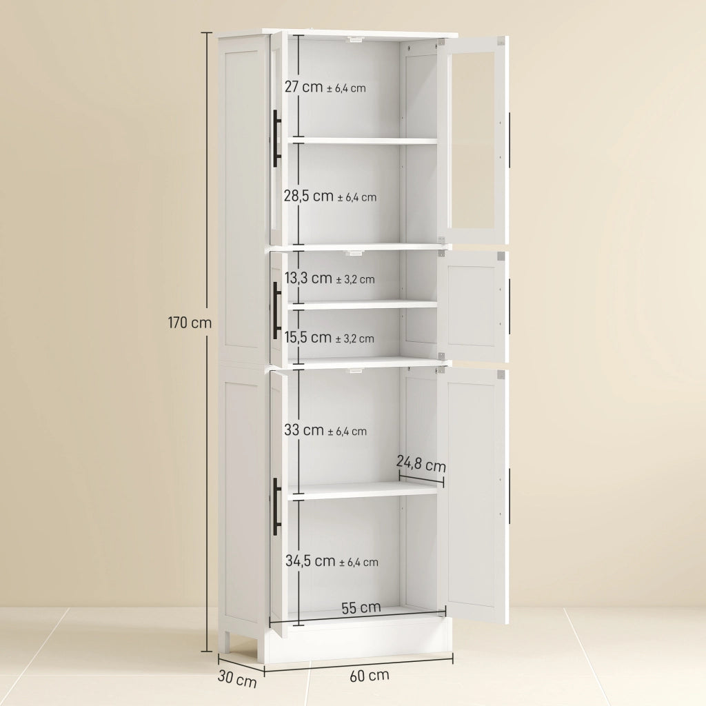 Mobile bagno 6 ante con ripiani regolabili ¨C zephmum ¨C 60x30x170 bianco