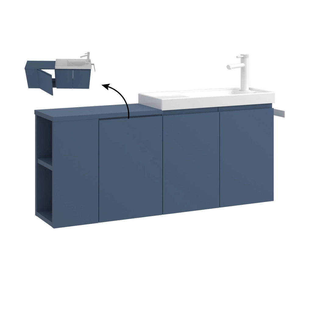 Mobile lavabo "Ferla 110" - 110 x 22 x 45 cm - Blu petrolio