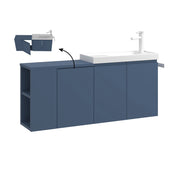 Mobile lavabo "Ferla 110" - 110 x 22 x 45 cm - Blu petrolio