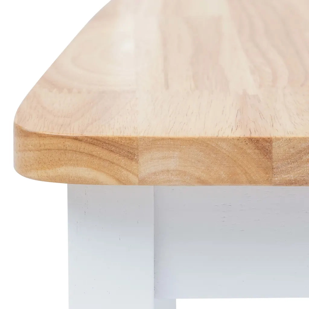 Sedie da Pranzo 4 pz Bianco e Legno Chiaro in Massello di Hevea cod mxl 24843