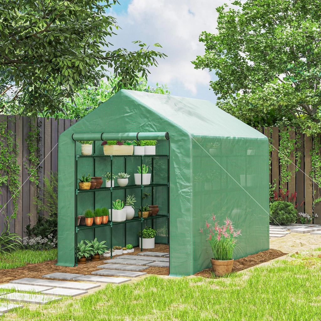 Serra da giardino con ripiani 3 livelli ¨C zephmum ¨C verde 244x180x210 cm