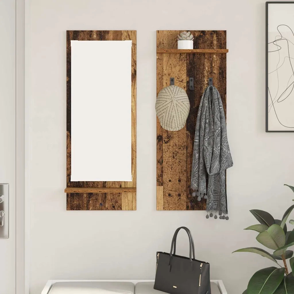 Appendiabiti a muro con specchio Legno vecchio 70 x 10 x 90 cm CFW7991613