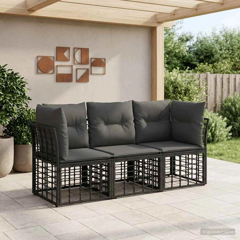 Set di divani da esterno Nero Poliestere 3437405