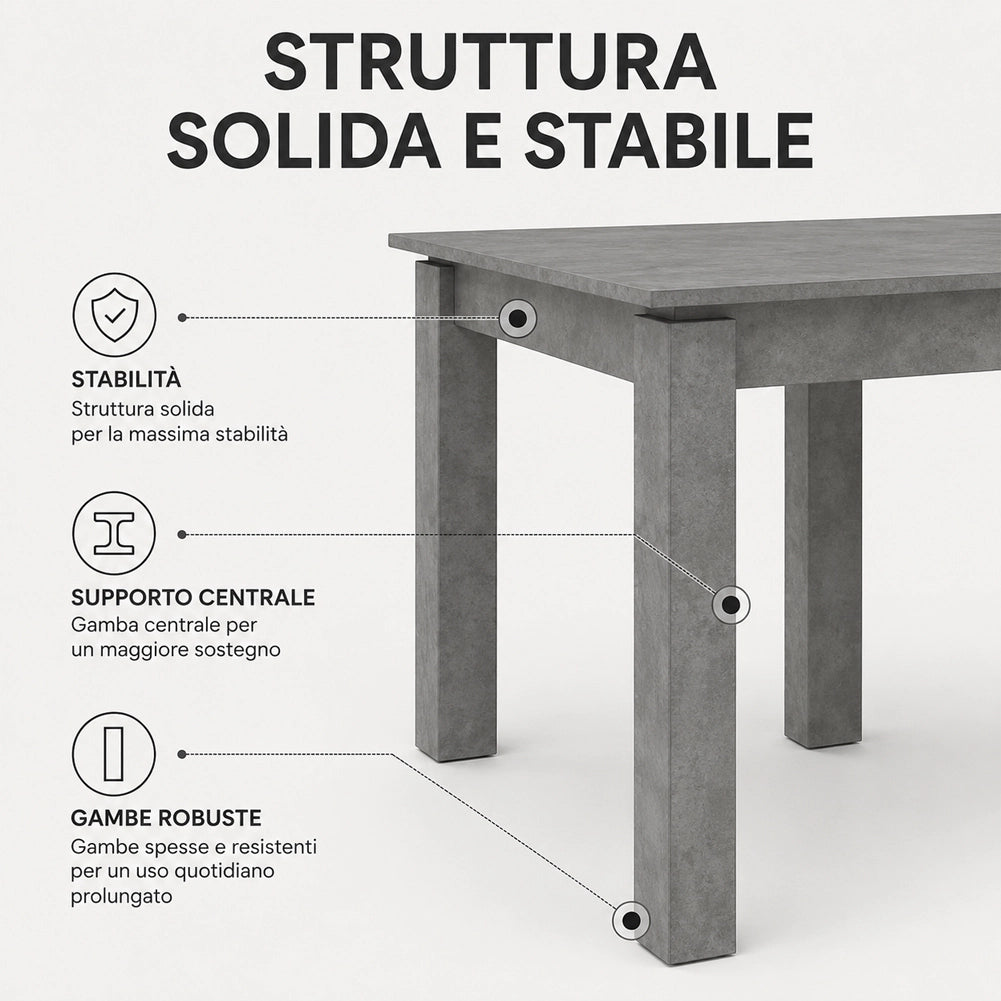 Tavolo da Pranzo 120x80 Allungabile fino a 170 cm Rettangolare in Legno Grigio