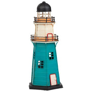 Salvadanaio faro in metallo blu 13,5x12x30h