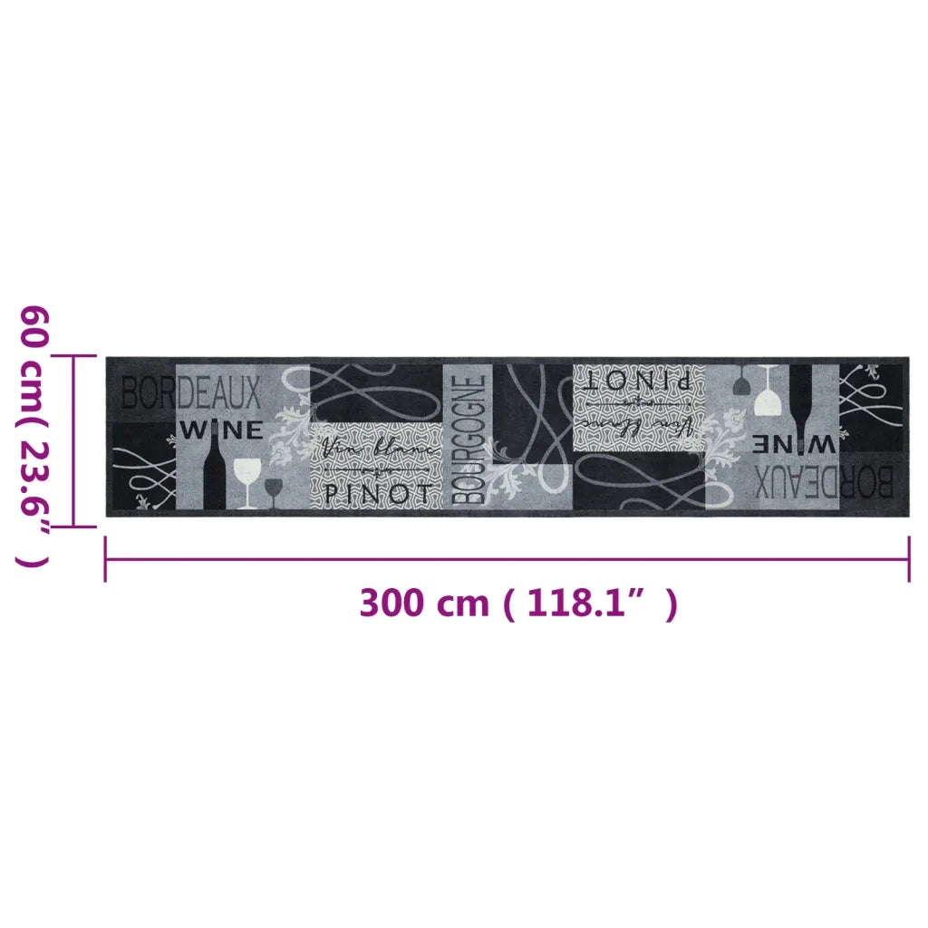 Tappeto del soggiorno | Tappeto da Cucina Lavabile Grigio Vino 60x300 cm in Velluto