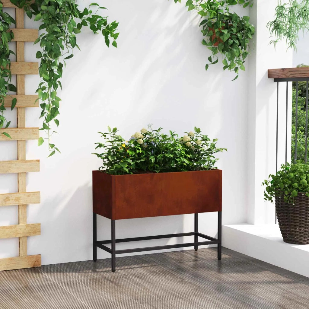 Fioriere | Cassetta per fiori | Vaso da Giardino Rialzato Ruggine 60 x 26 x 45 cm
