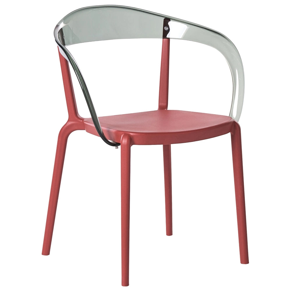 Set di 4 sedie da giardino rosso Materiale sintetico Plastica Interno Esterno Giardino con braccioli Sala da pranzo Stile moderno minimalista