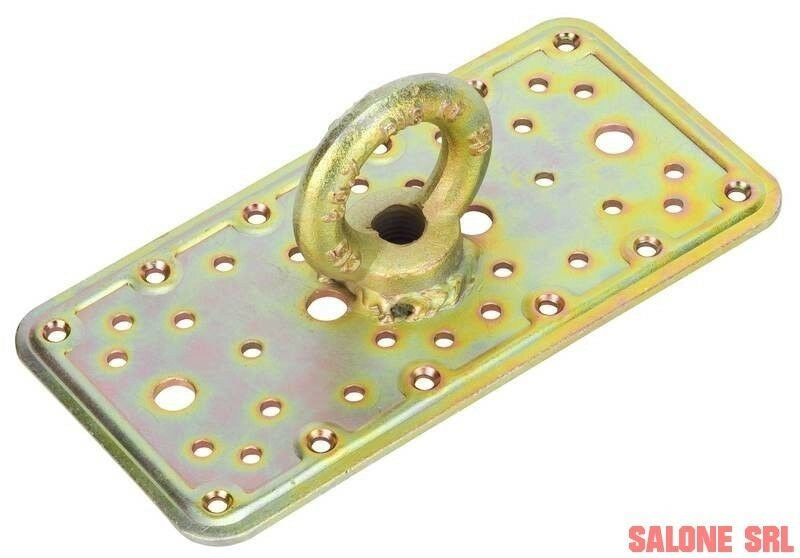 PIASTRA ACCIAIO CON OCCHIOLO 4PZ PER FISSAGGIO TRAVI LEGNO 100X200