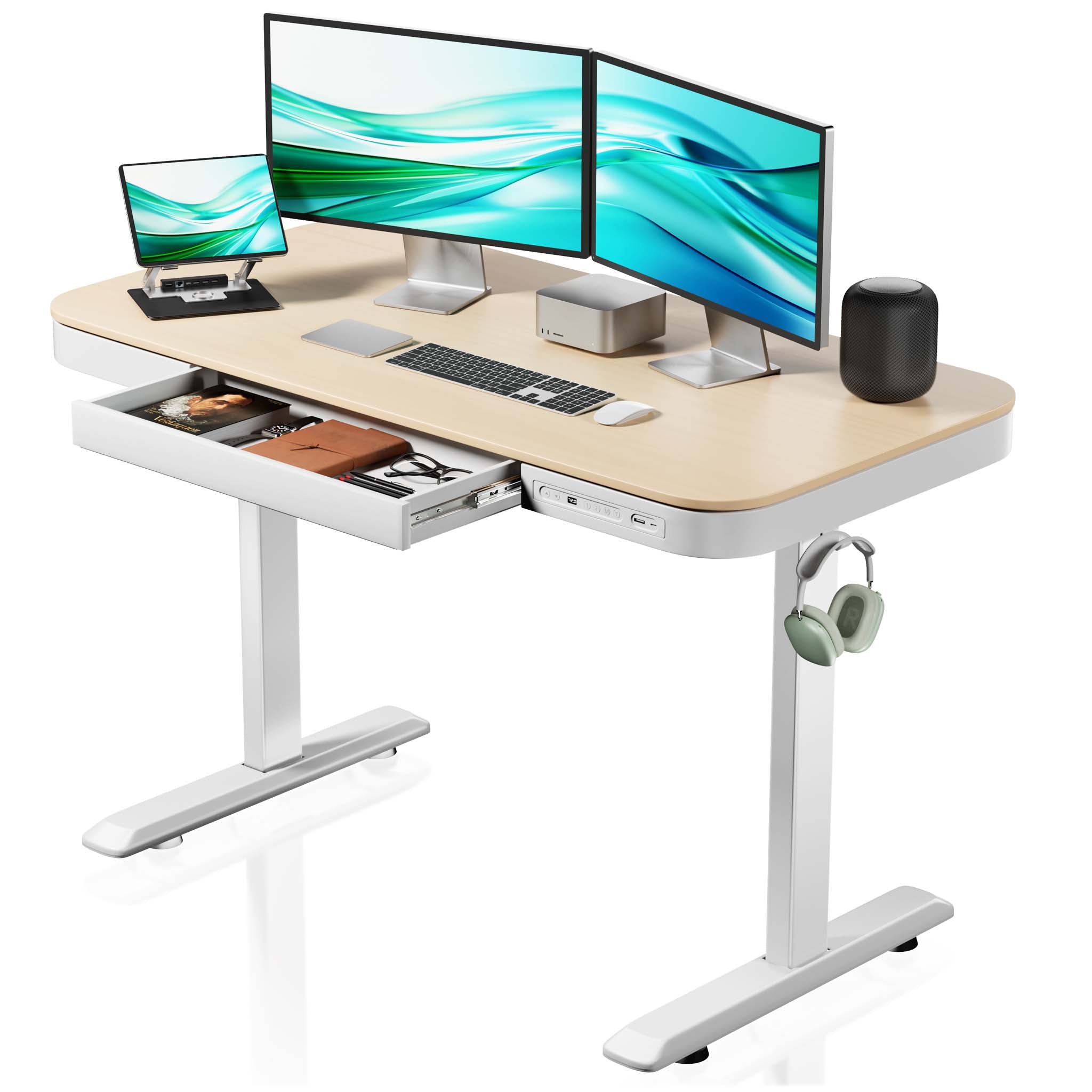 Scrivania motorizzata regolabile in altezza con stazione di ricarica e motore singolo, Standing desk