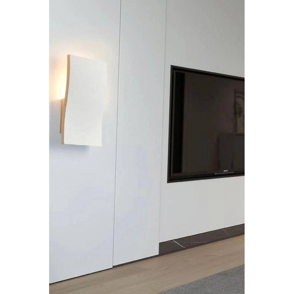 Trade Shop - Applique In Gesso Rettangolare Ondulato Da Parete Verniciabile Attacco E14 Gs-e86 -