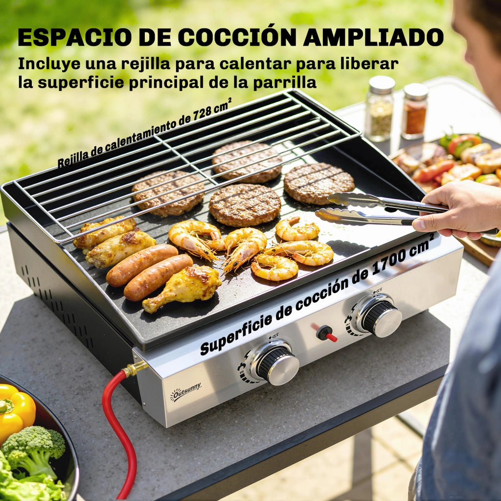 Barbecue a Gas 2 Bruciatori 5 kW Portatile con Griglia e Raccolta Grasso ¨C zephmum ¨C Nero