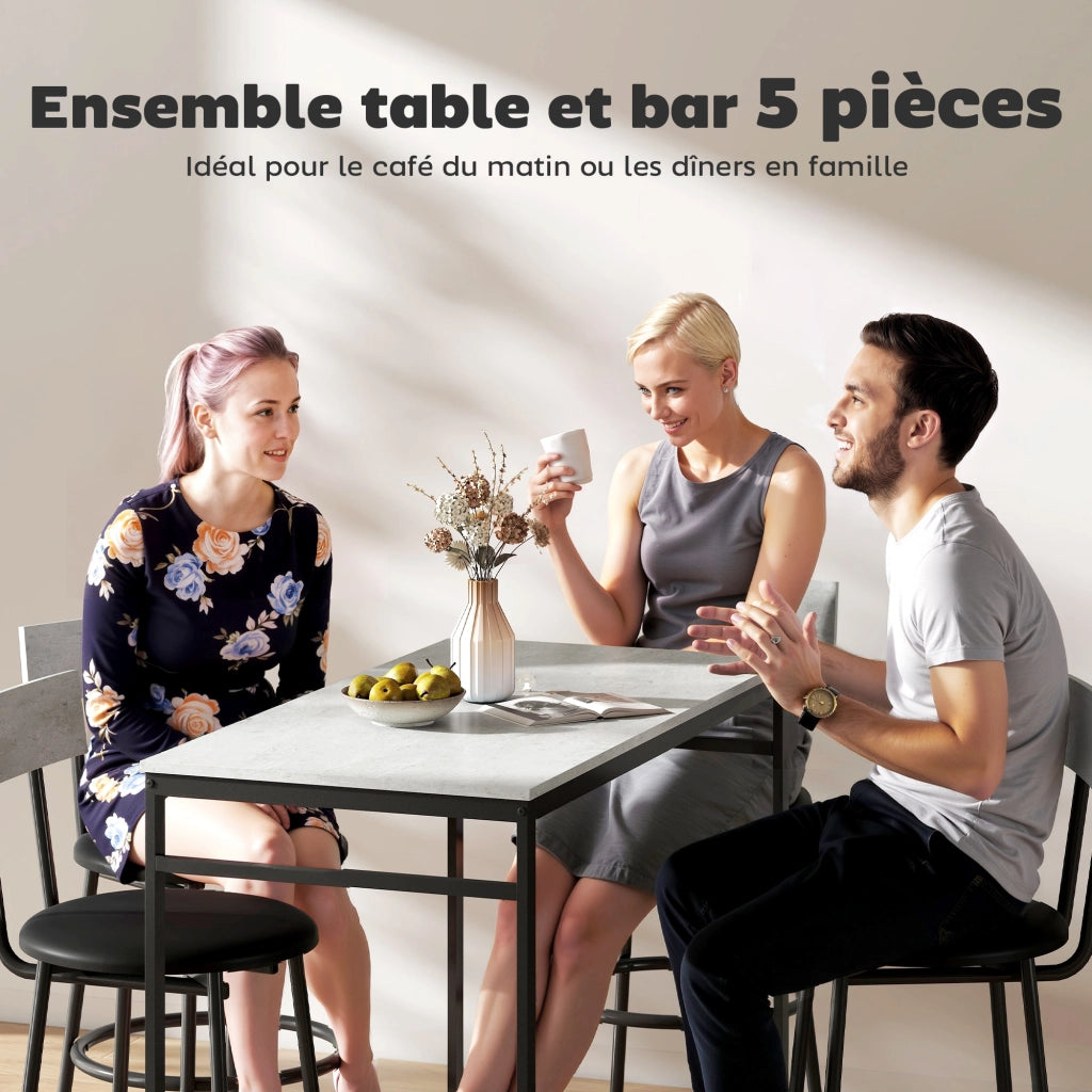 Set tavolo bar con sgabelli ¨C Xylo ¨C 4 posti, struttura acciaio, 110x55x90 cm, bianco