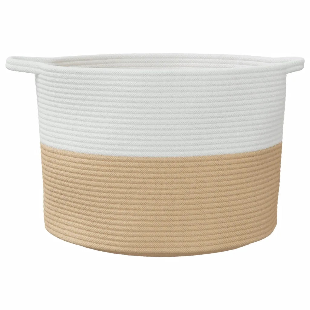 Cesto per Biancheria Beige e Bianco Ø55x36 cm in Cotone 358471