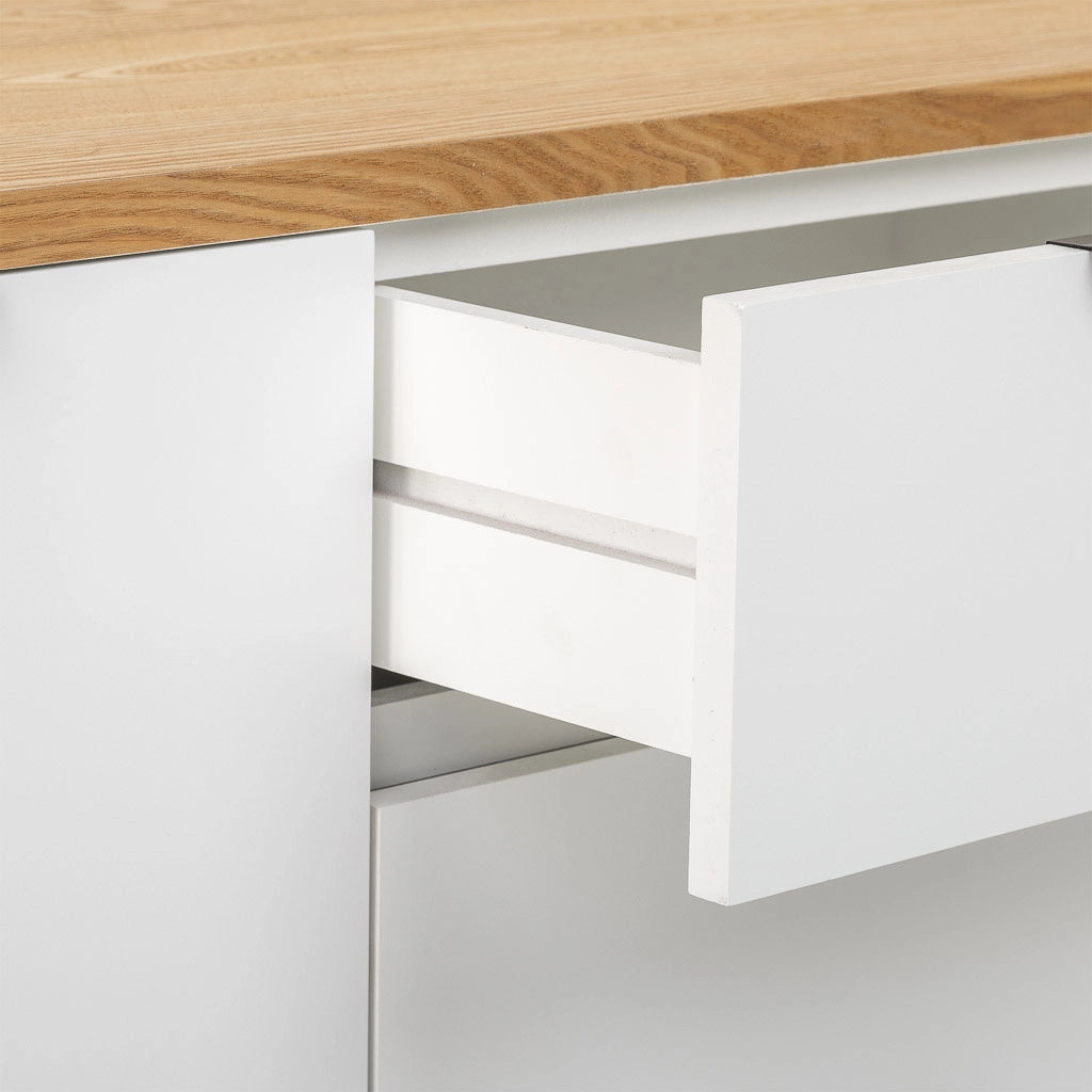 Credenza in legno con 4 cassetti e 2 ante 124x40x80h cm