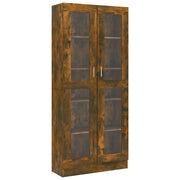 Vetrina moderna dal design pulito 82,5 x 30,5 x 185 cm con 5 scomparti realizzata in legno composito effetto rovere affumicato 02_0048219