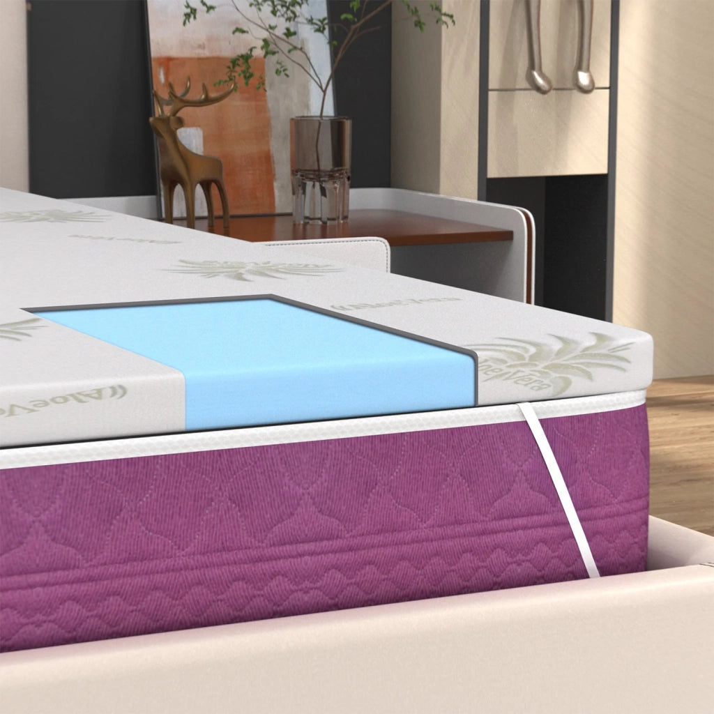 Topper Poly Foam Sfoderabile 90x190 Alto 5 cm – Correttore per Materasso, con Rivestimento Aloe Vera, Traspirante e Ortopedico – Made in Italy – Coprimaterasso con 4 Angoli Elastici