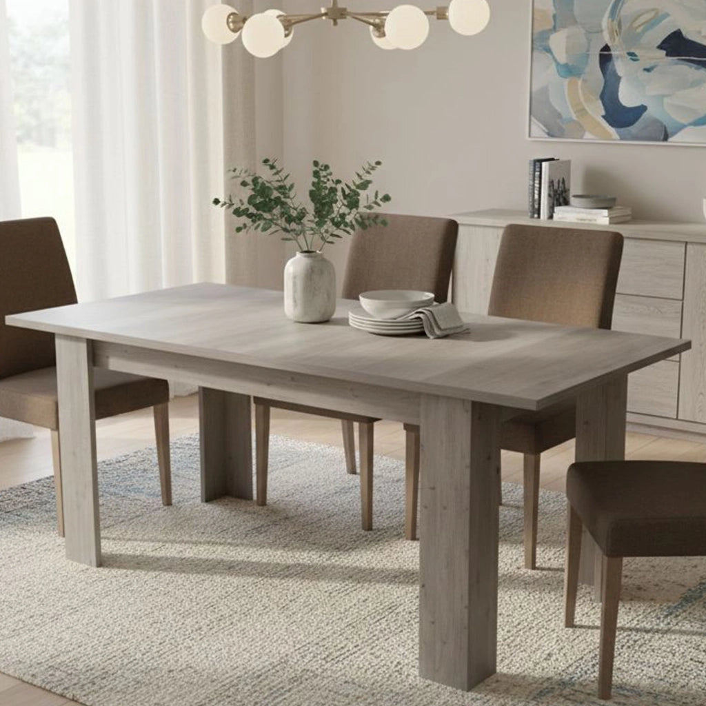 Tavolo allungabile Artino, Tavolo da pranzo estensibile, Consolle multiuso con allunghe, Cm 160x88h75, Rovere