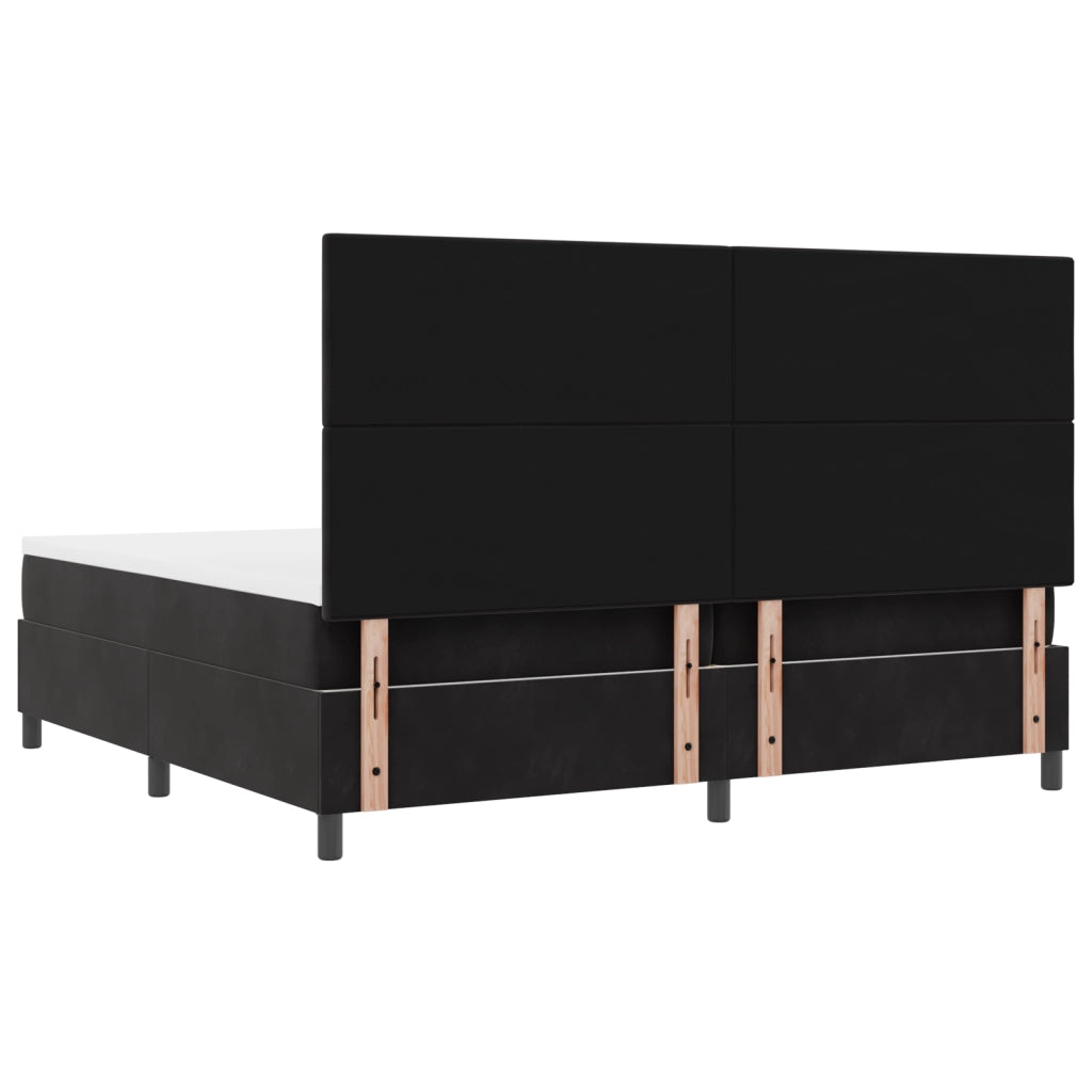 Letto a Molle con Materasso e LED Black 200x200 cm in Velluto
