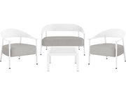 Set di mobili da giardino in metallo e plastica "Céora" - 4 posti - Bianco