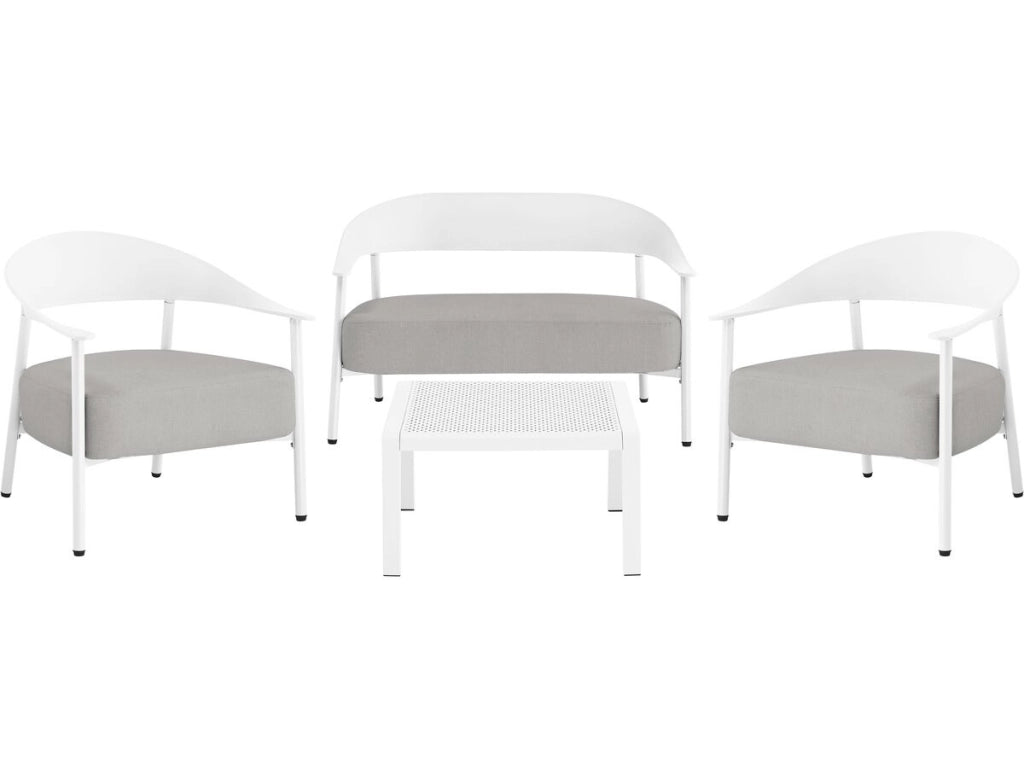 Set di mobili da giardino in metallo e plastica "Céora" - 4 posti - Bianco