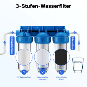 Naturewater NW-BR10B4 Filtro acqua a cartuccia, 3 stadi 20,67 mm 1/2" con cartucce filtranti