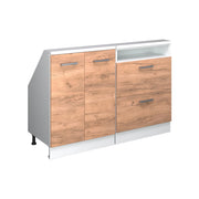 Mobile cucina sottotetto R-Line Rovere dorato/Bianco 120 cm Set di 2 Vicco