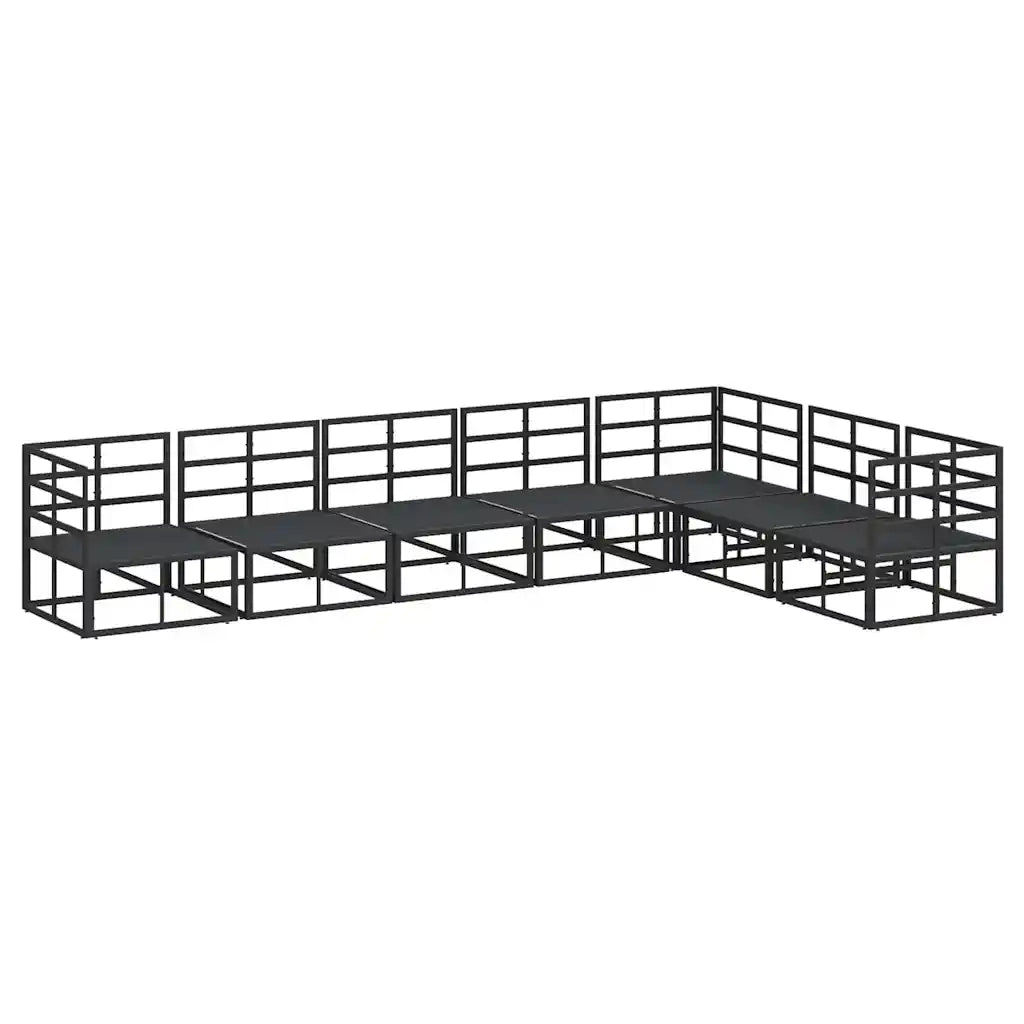 vidaXL Set Divano da Giardino con cuscino 7 pcs Nero Alluminio