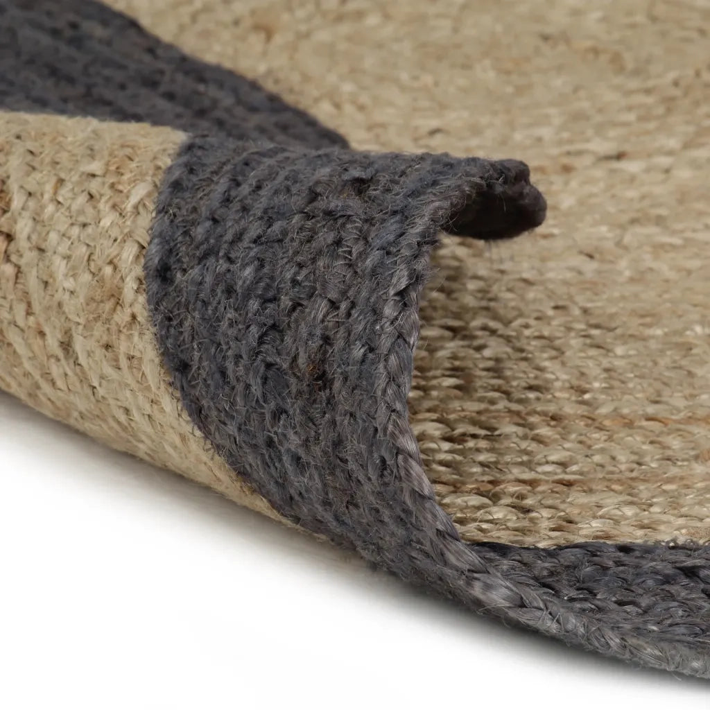 Tappeto Lavorato a Mano in Juta con Bordo Grigio Scuro 240 cm cod mxl 61351
