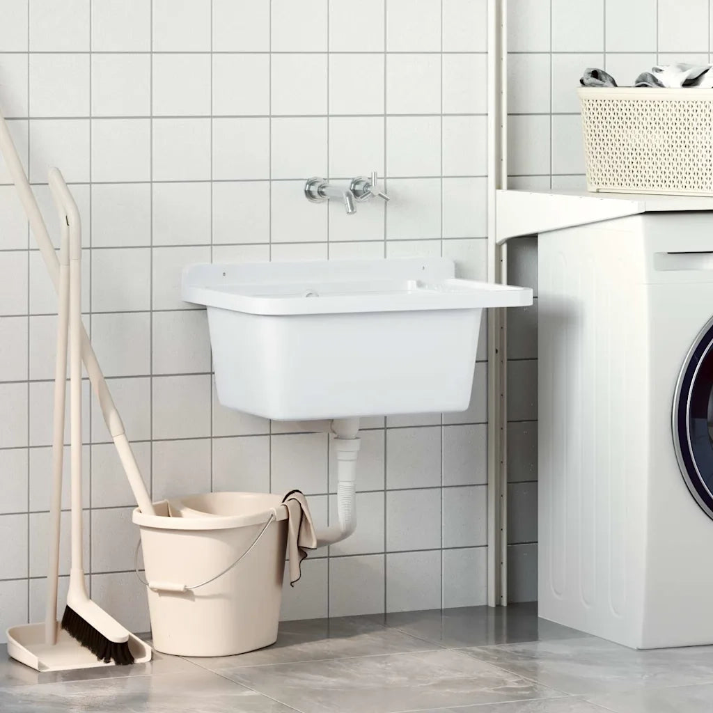 Lavandino-Lavabo di Servizio a Parete Bianco 60x40x28 cm in Resina
