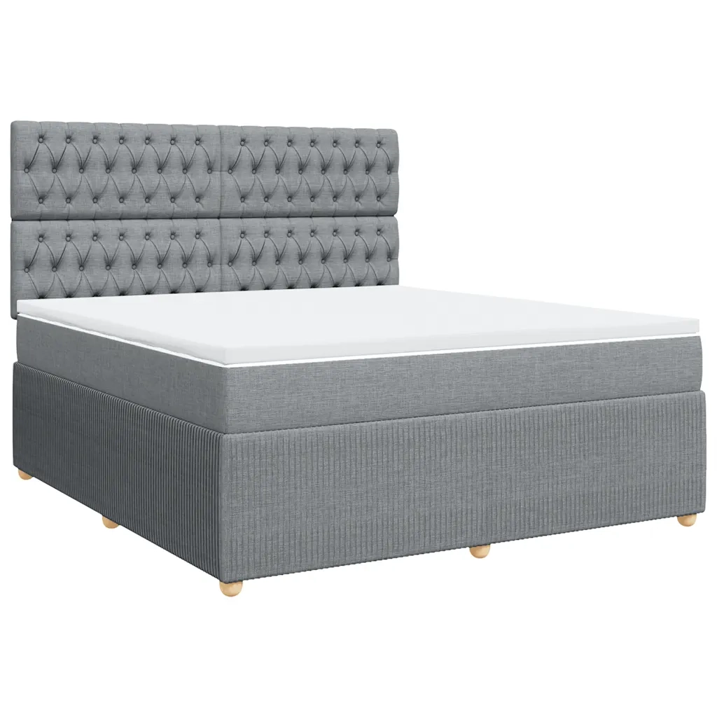 Giroletto a Molle con Materasso Grigio Chiaro180x200 cm Tessuto