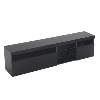 Mobile TV in stile moderno con pannello luminoso e illuminazione LED variabile, per soggiorno e sala da pranzo, Nero