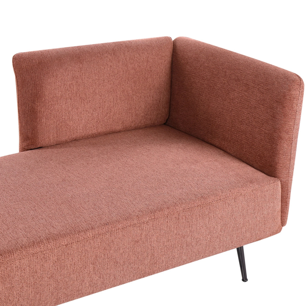 Chaise Lounge Rosso Chiaro Destra in tessuto poliestere con cuscini decorativi Gambe in metallo Soggiorno di design moderno