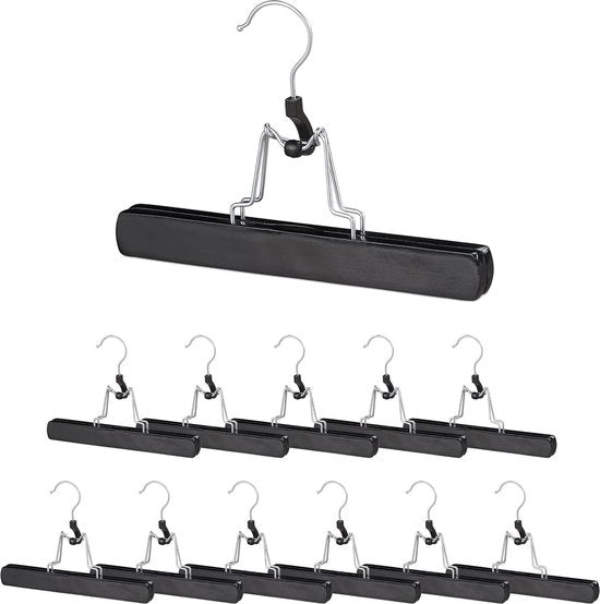 12 pezzi di appendiabiti in legno - gru con gancio rotativo - Dimensioni: 17 x 25 x 2,3 cm - nero