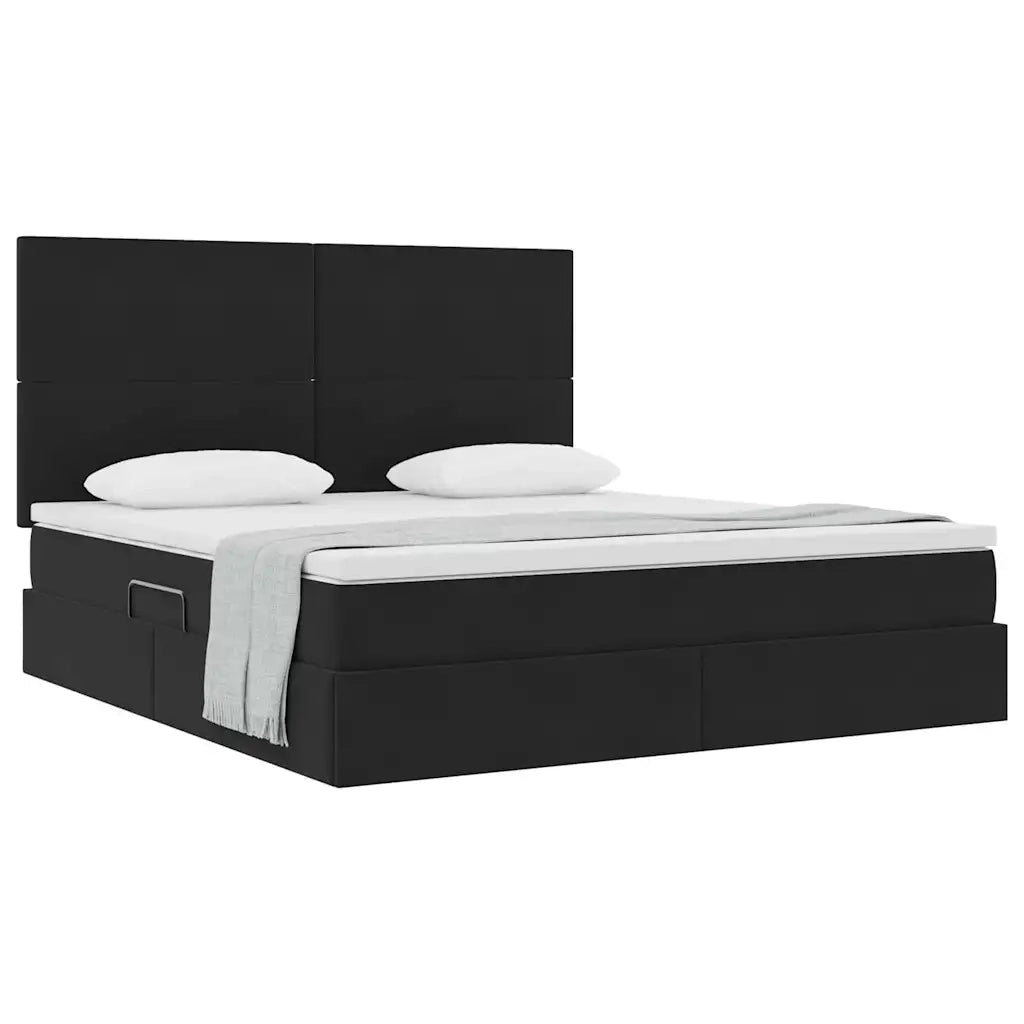 Letto con contenitore e materasso Nero 160 x 200 cm Velluto