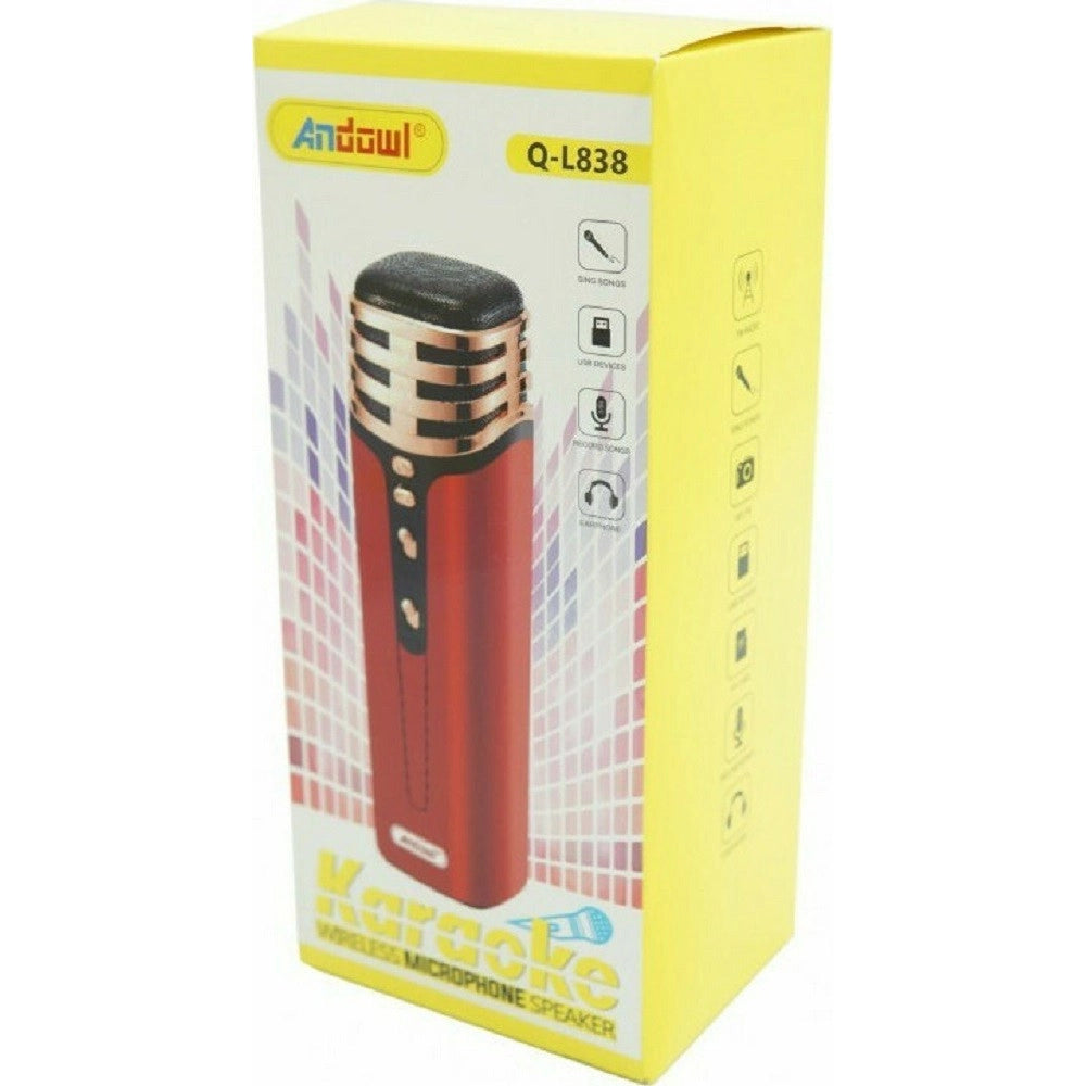 Trade Shop - Microfono Per Karaoke Wireless Senza Fili Altoparlante Bluetooth Fm Radio Q-l838 -