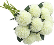 Fiori artificiali estivi in vaso - Boeket di 10 pezzi per decorazione di casa, giardino e festa - Design realistico - Thema Hawaii e matrimonio - Fiori di chrysant e hortensia in bianco.
