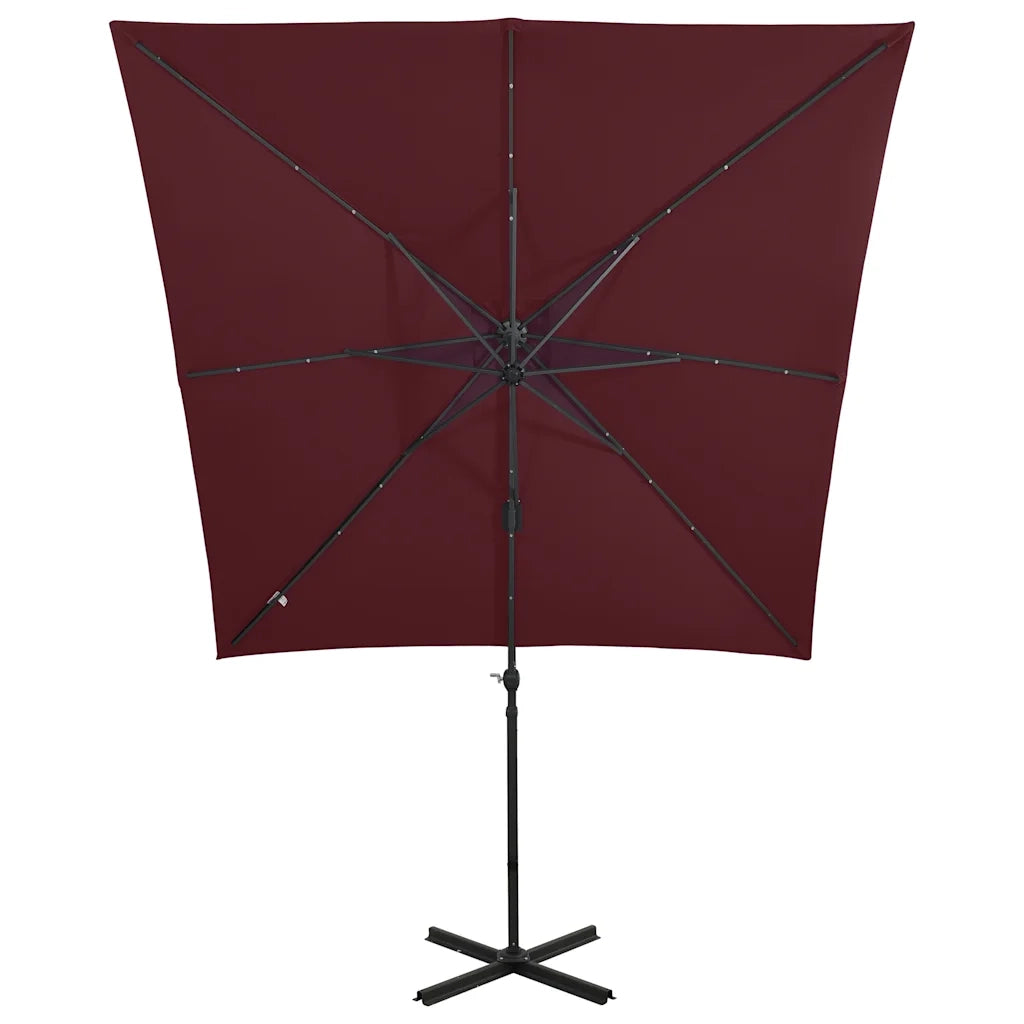 Ombrellone a Sbalzo con Palo e Luci a LED-Ombrello da giardino Bordeaux 250 cm